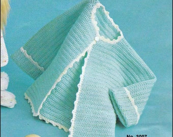 No.56 Baby Crochet Pattern PDF Vintage Baby's Crocheted Sweater w/ Picot Trim - Retro Baby Crochet Pattern - 6 - 12 Months - 1970's