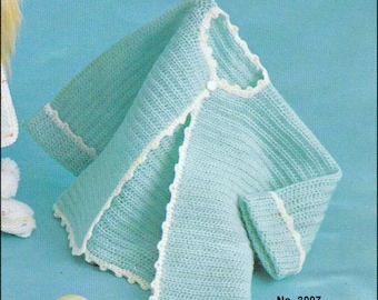 No.56 Baby Crochet Pattern PDF Vintage Baby's Crocheted Sweater w/ Picot Trim - Retro Baby Crochet Pattern - 6 - 12 Months - 1970's