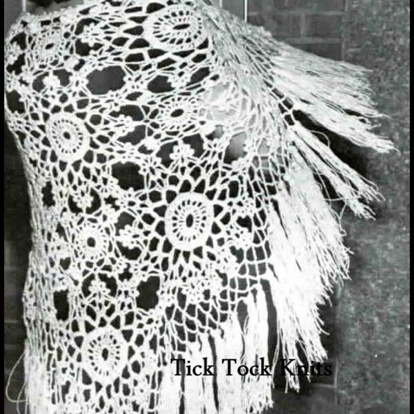 No.294 Crochet Shawl Pattern PDF Vintage Women's Snowflake Shawl - Triangular - Crochet Motifs - 1970's Retro Crochet Pattern