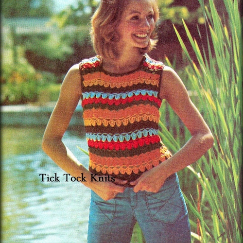 キャミソール 70s AGNONA Cotton Crocheted Knit Tops No.439 PDF Crochet Pattern Vintage 1970's - Women's Crochet Tank
