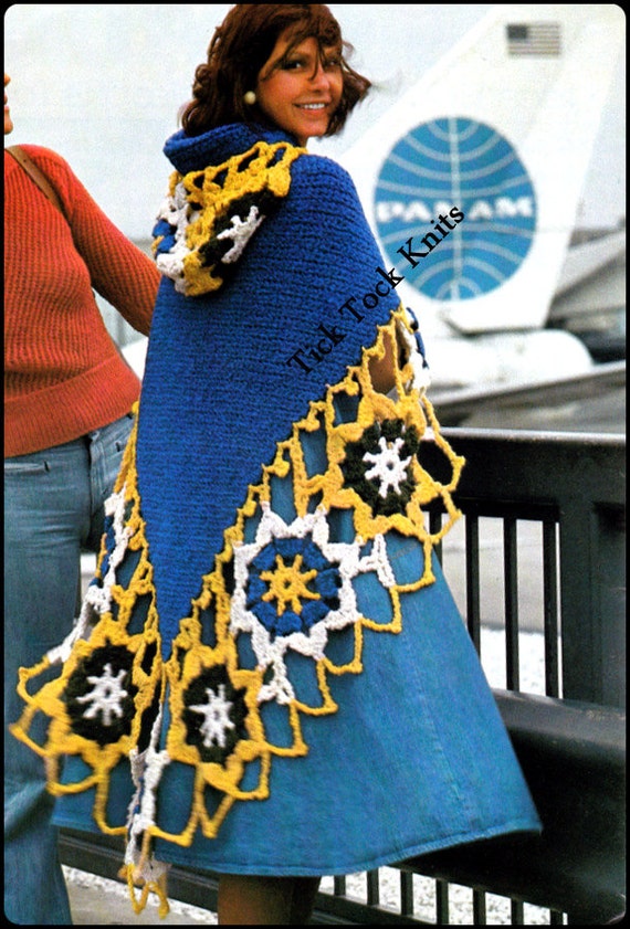 Crochet Hooded Shawl Pattern 1970's Vintage PDF Women's Hooded  Medallion Shawl Retro Crochet Pattern Instant Download