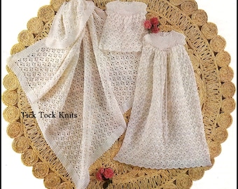 No.300 Crochet Baby Dress, Christening Gown & Shawl - Crochet Pattern PDF Vintage 1970's - Size 18 to 24 months - Instant Download