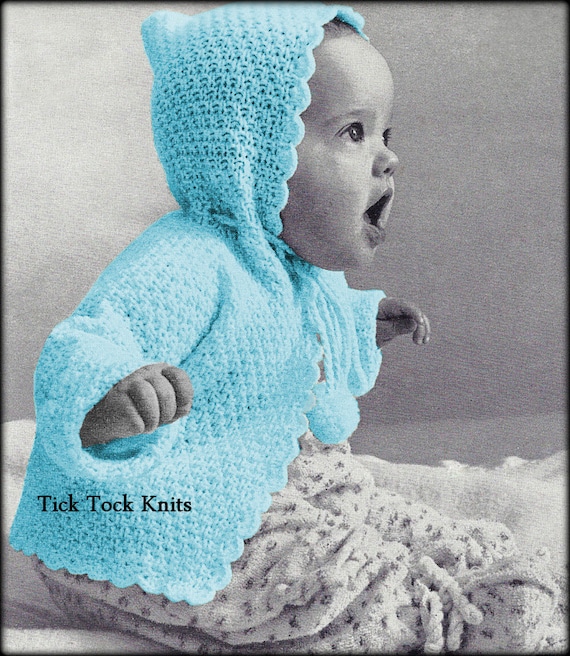 Baby Knitting Pattern PDF Hooded Cardigan Sweater With