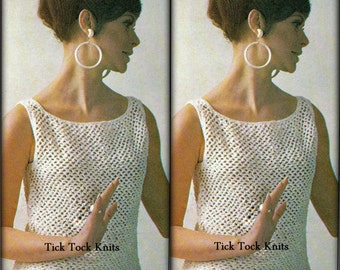 No.472 PDF Crochet Pattern Vintage 1970's - Women's Sweet & Simple Mesh Lace Tank Top - Summer Sleeveless Top - Retro Crochet Pattern