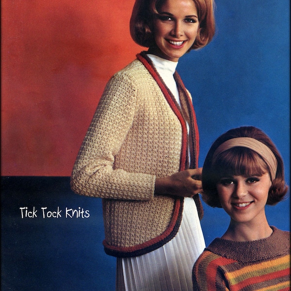 No.1329 Open-Front Curved Cardigan Sweater - Women's Crochet Pattern PDF - Vintage Retro 1960's Bolero Jacket Shrug - Teenage Girls