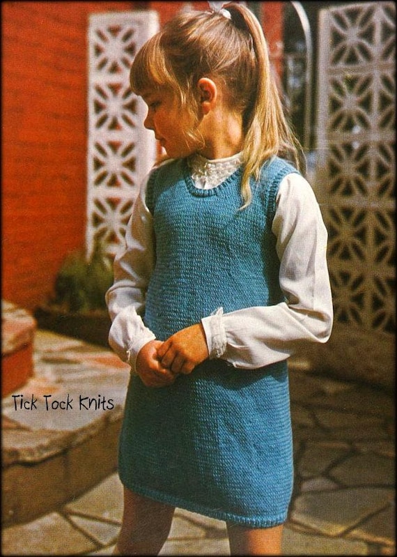 Sweater Vest Dress for Girls Knitting Pattern PDF