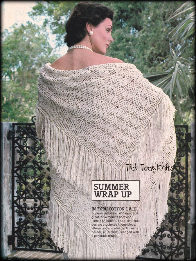 Craft Supplies & Tools Shawl Crochet Pattern Vintage BOHO Shawl Wrap ...