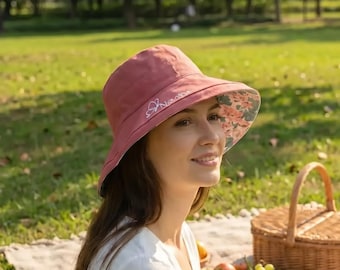Personalized UPF 50+Handmade Custom Embroidered Name Women's Outdoor Sun Hat