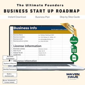 2026 Founders Startup Roadmap | Founder Planner | Step-by-Step Business Launch Kit | Google Sheets & Excel Template