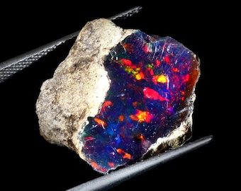 11.50 CTS- Ethiopian Black Opal Rough-Black Opal Rough- Welo Fire Opal- Rainbow Fire Opal Rough- Natural Black Opal Rough For Jewelry Making