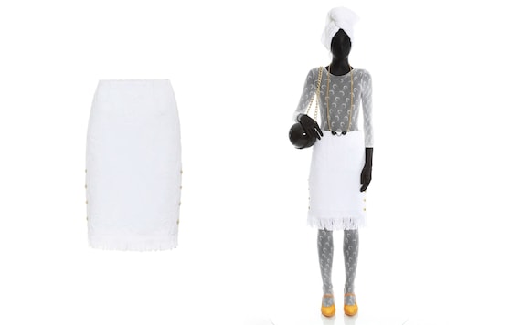 MARINE SERRE White Terry Cloth Skirt "Towel Skirt" Gold Line