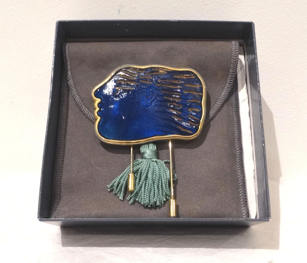 Daum France. Kallisti Glass Paste Brooch in Gilt Bronze by Alekos 