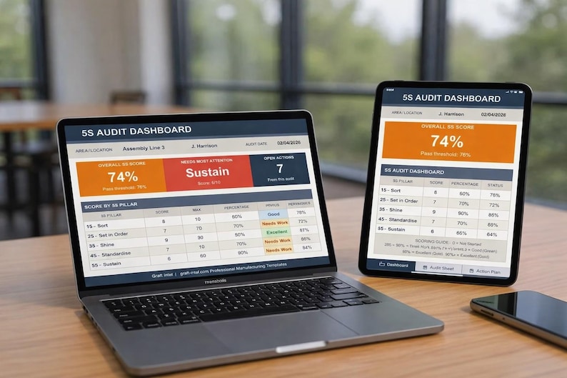 5S Audit Sheet Google Sheets Template | Scoring Dashboard | Lean ...