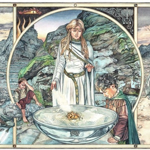 Tolkien art print - The Mirror of Galadriel - unique gift for any Tolkien fan