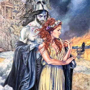 Hades and Persephone - This A3 print inspired by Greek Mythology, shows Persephone realising her fate.