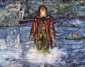 Lord of the Rings Print - Frodo - Hobbit - The Healing of Nimrodel as seen in MECCG - gift for Tolkien fan