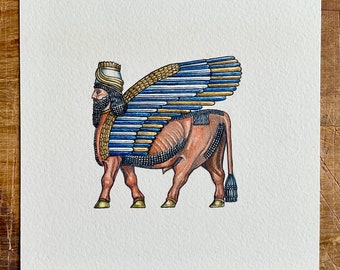 Tigris Euphrates original Board Game Artwork ‘Lamassu’, used on the box of  Mayfair Games’ 1999 edition.