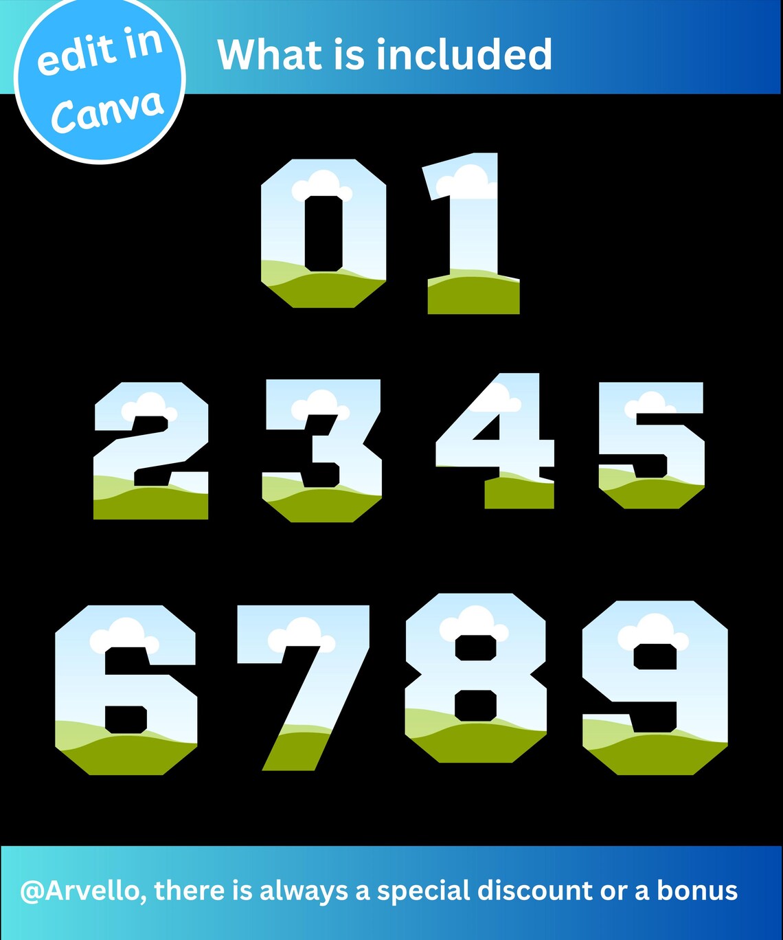 3 Sets for the Price of 2 Editable Numbers Canva Frames (digital ...