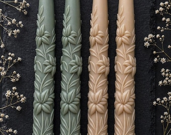 Silicone Taper Candle Mold Set - Floral Lily Design, Botanical style | USA Made