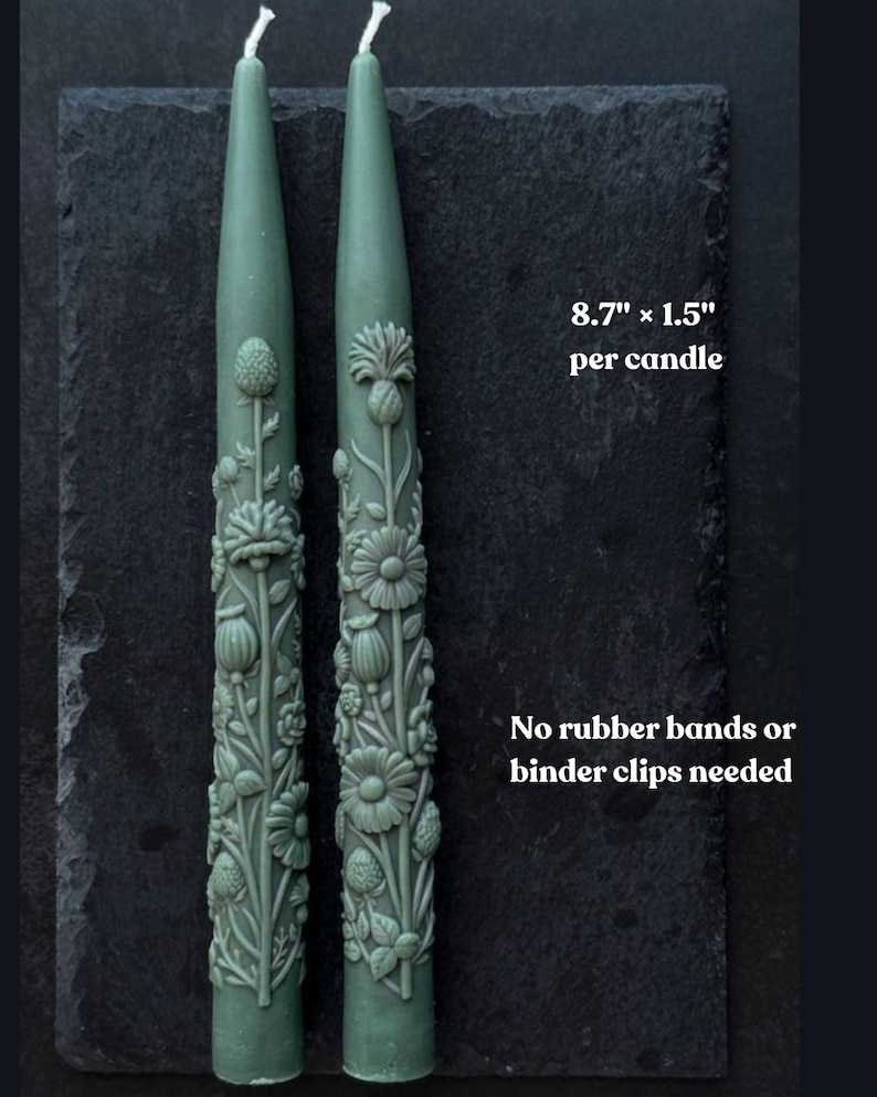 silicone wildflower candle mold floral taper mold set USA made candle making supply botanical meadow