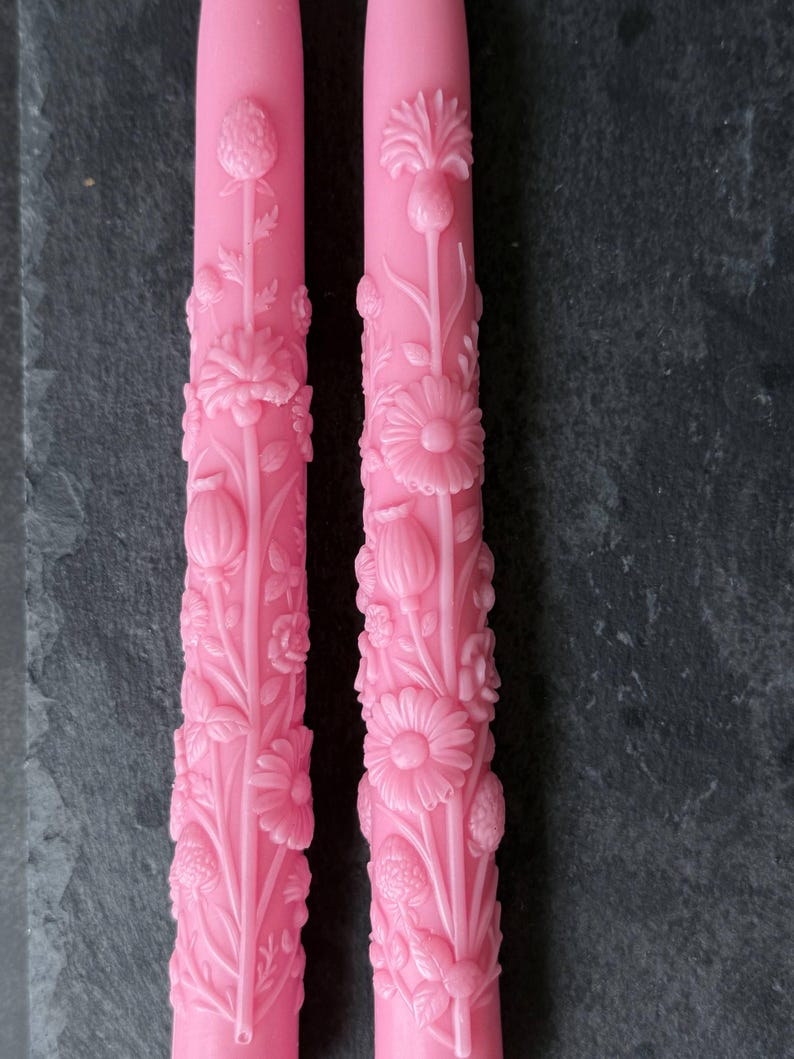 silicone wildflower candle mold floral taper mold set USA made candle making supply botanical meadow
