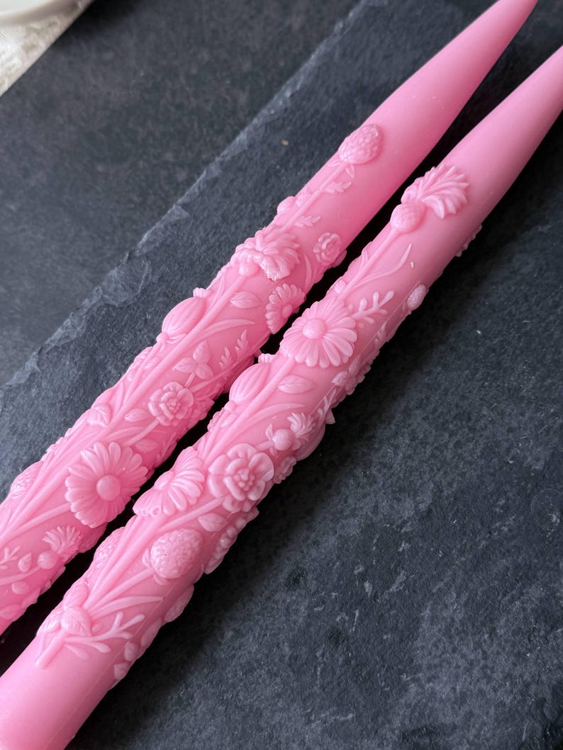 silicone wildflower candle mold floral taper mold set USA made candle making supply botanical meadow