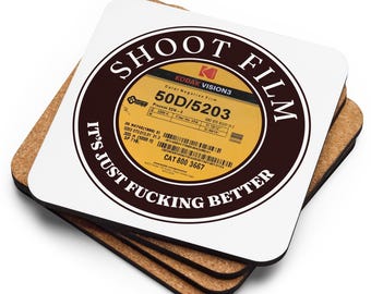 Shoot Film Coaster, Filmmaker Gift, Cork Back