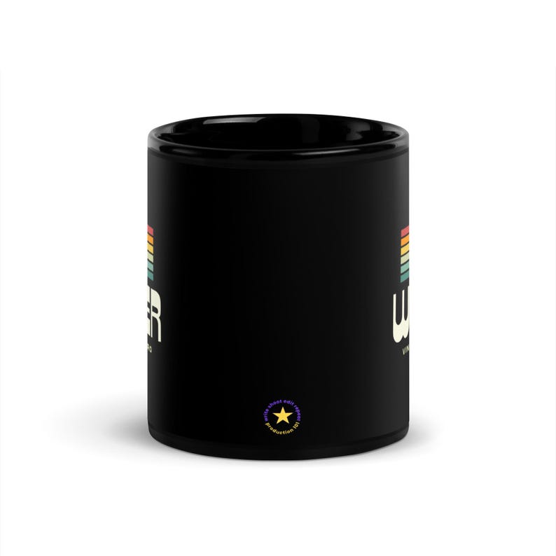 WRITER Vintage Retro Black Glossy Mug | Writer Gift | Filmmaker Coffee Mug | Vintage Retro Stripe | Film Industry | Production 101