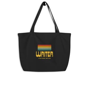 Writer Large Organic Tote Bag | Vintage Retro Stripe Design, Screenwriter Gift