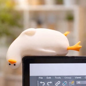 Set 4(PCS)-3D Printed Duck Monitor Topper – Kawaii Desk Decor, Computer Screen Buddy
