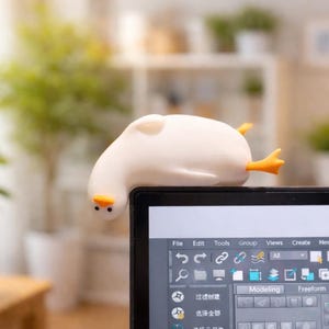 3D Printed Duck Monitor Topper – Kawaii Desk Decor, Computer Screen Buddy