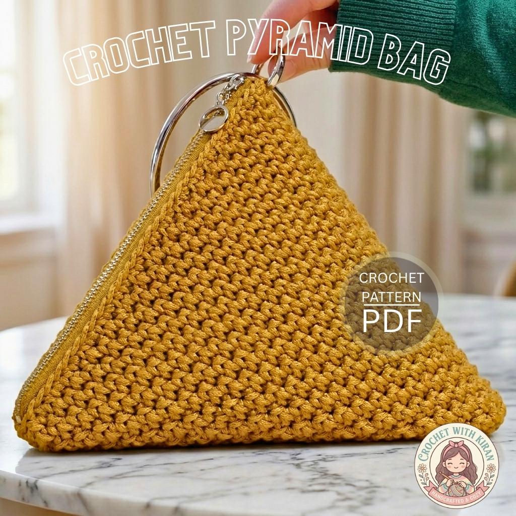 40 Crochet Clutch Bags with Fringe, Wristlets, and Granny Squares 26 Pyramid Clutch Bag Crochet
