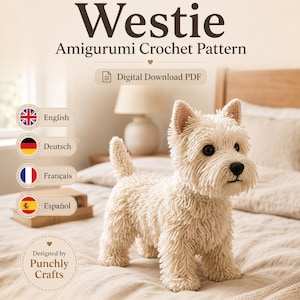 Realistic Westie Crochet Pattern – West Highland White Terrier Amigurumi Dog PDF Tutorial