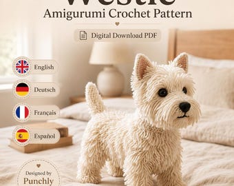 Realistyczny wzór szydełkowy na psa rasy West Highland White Terrier – samouczek PDF z amigurumi