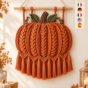 Macrame Pumpkin Wall Hanging Pattern PDF, Fall Macrame Decor, Boho Pumpkin Pattern, Autumn Wall Art Tutorial