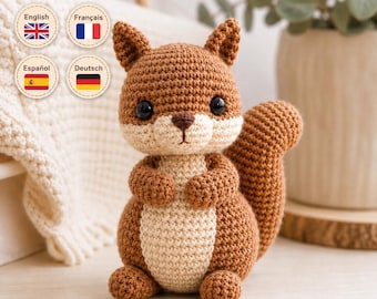 Eichhörnchen Häkelanleitung, PDF, Amigurumi Anleitung, Waldtier Spielzeug (Instant Download)