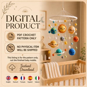 Amigurumi Solar System Baby Mobile Crochet Pattern (Digital Download), 5 Languages