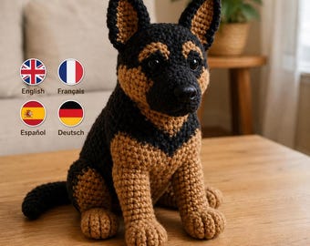 Realistischer Schäferhund Häkelanleitung - Amigurumi Hund Kuscheltier Spielzeug (PDF Download)