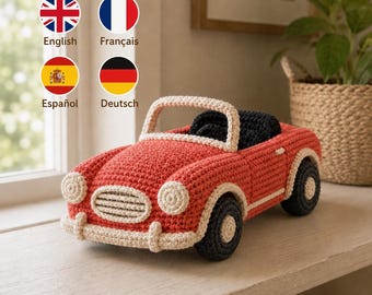 Vintage Auto Häkelanleitung, Amigurumi Spielzeug Anleitung (PDF Download)