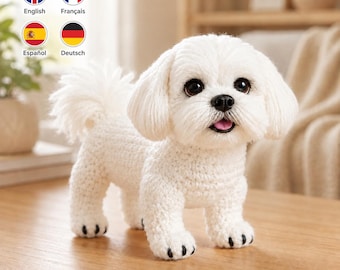 Realistische Shih Tzu Häkelanleitung – Amigurumi-Hunde-Tutorial Englisch Französisch Spanisch Deutsch (PDF-Download)