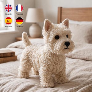 Realistic Westie Crochet Pattern – West Highland White Terrier Amigurumi Dog PDF Tutorial