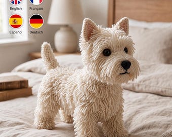 Realistic Westie Crochet Pattern – West Highland White Terrier Amigurumi Dog PDF Tutorial