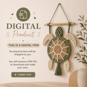Turtle Wall Hanging Crochet Pattern PDF, Macrame Style Nursery Decor, 20 cm, English Deutsch Français Español Digital Download