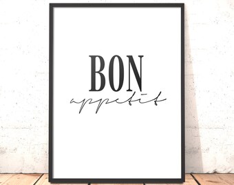 Bon Appetit Print Picture | Housewarming Gift Foodie | Valentine Gift Boyrfriend | Gift for Mum | Kitchen Art Picture | Gift for Cook Chef