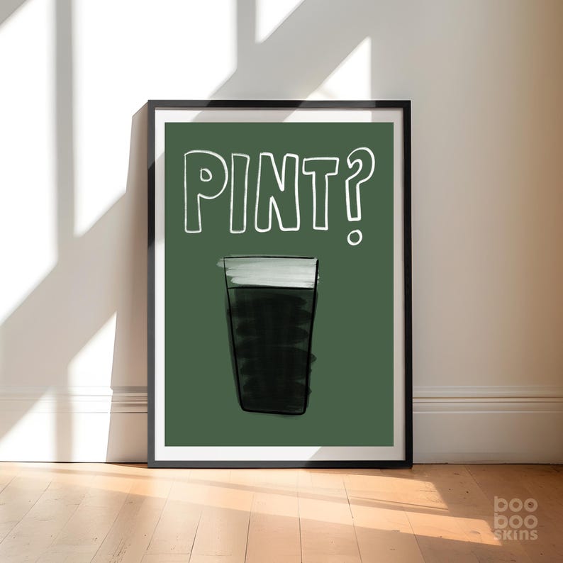 Impresión de una pinta de Guinness / Póster de Split The G / Arte mural del Día de San Patricio irlandés / Decoración de bar / Hogar nuevo / Regalo de cerveza de moda para amigos y hermanos imagen 6