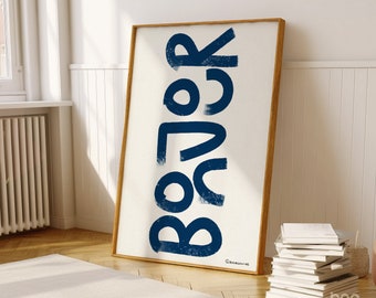 May include: A framed print with the word "COLOR" written in large, bold, blue letters on a white background.