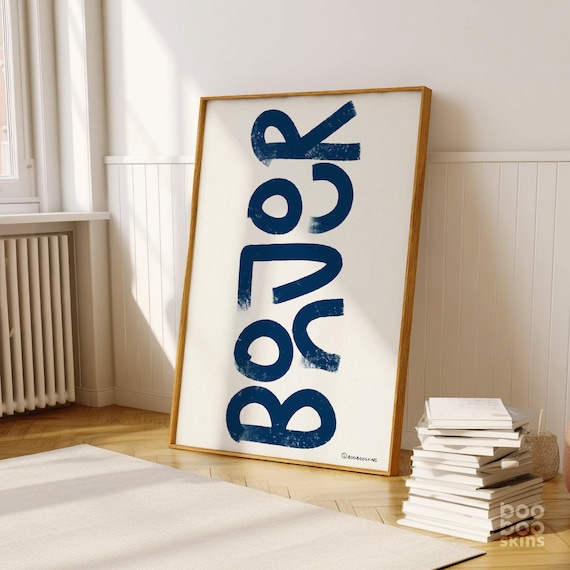 Bonjour Print | French Hello Cafe Poster | Midcentury Typography | Landscape or Portrait | Bistro Kitchen Dining Decor | Housewarming Gift
