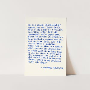 Anthony Bourdain Quote Print | Eat At A Local Restaurant | Enjoy The Ride Wall Art | Modern Kitchen Poster | Colour A4 A3 A2 A1 image 5
