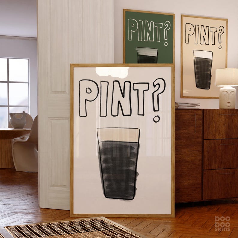 Impresión de una pinta de Guinness / Póster de Split The G / Arte mural del Día de San Patricio irlandés / Decoración de bar / Hogar nuevo / Regalo de cerveza de moda para amigos y hermanos imagen 7
