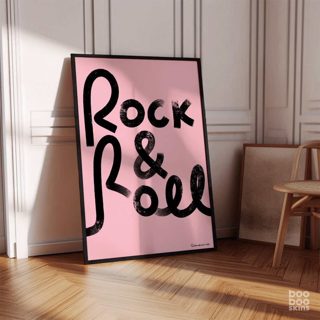 Rock & Roll Print Midcentury Typography Poster Gift for Rocknroll Music ...